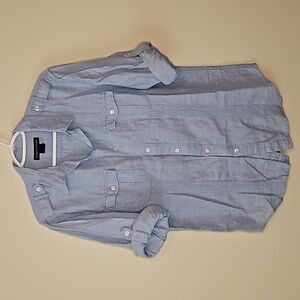 Structure Blue Linen Blend Button Down Shirt